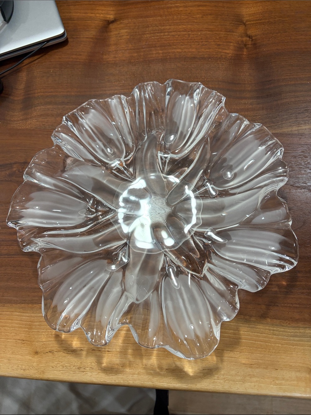 Mikasa Vintage Clear Tulip Glass Centerpiece flat Bowl